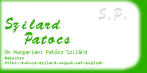 szilard patocs business card